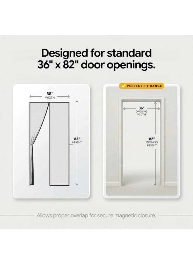 AUGO Magnetic Screen Door - Self Sealing, Heavy Duty, Hands Free Mesh Partition Keeps Bugs Out - Pet and Kid Friendly - Patent Pending Keep Open Feature - 38 Inch x 83 Inch - Image 2