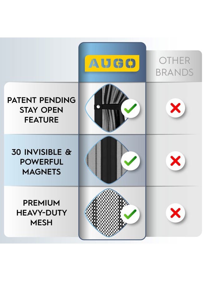 AUGO Magnetic Screen Door - Self Sealing, Heavy Duty, Hands Free Mesh Partition Keeps Bugs Out - Pet and Kid Friendly - Patent Pending Keep Open Feature - 38 Inch x 83 Inch - Image 4