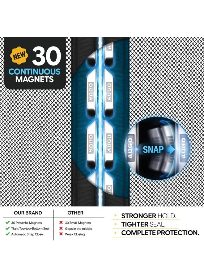 AUGO Magnetic Screen Door - Self Sealing, Heavy Duty, Hands Free Mesh Partition Keeps Bugs Out - Pet and Kid Friendly - Patent Pending Keep Open Feature - 38 Inch x 83 Inch - Image 5