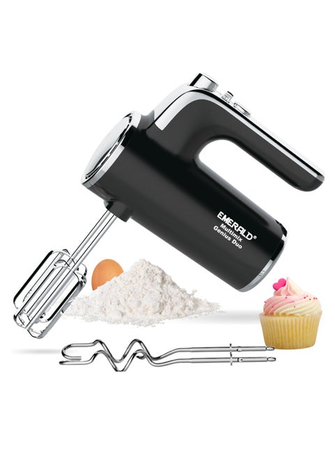 EMERALD Hand Mixer 400Watts, 6 Speed, Pulse Button, Beater & Dough Hooks Included.