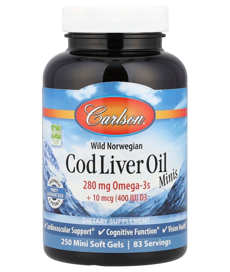 Wild Norwegian Cod Liver Oil Minis 250 Mini Soft Gels