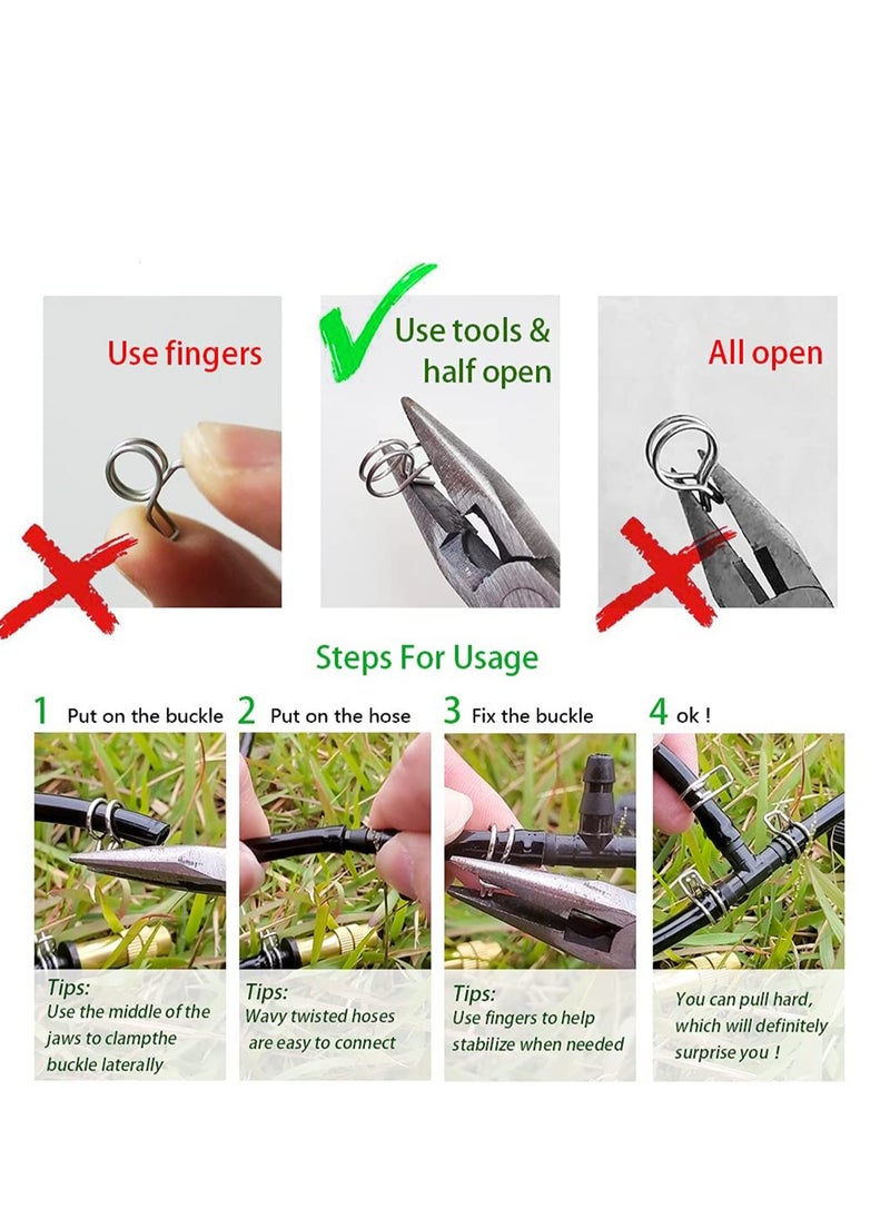 SYOSI - 14" Irrigation Hose Clamp, Firm and Leak Proof, Easy to Install, Solution for Leaking of Irrigation Kit Connector, Irrigation Fitting Kit, Double Steel Wire Clamp Double Coil, 100pcs - Image 1