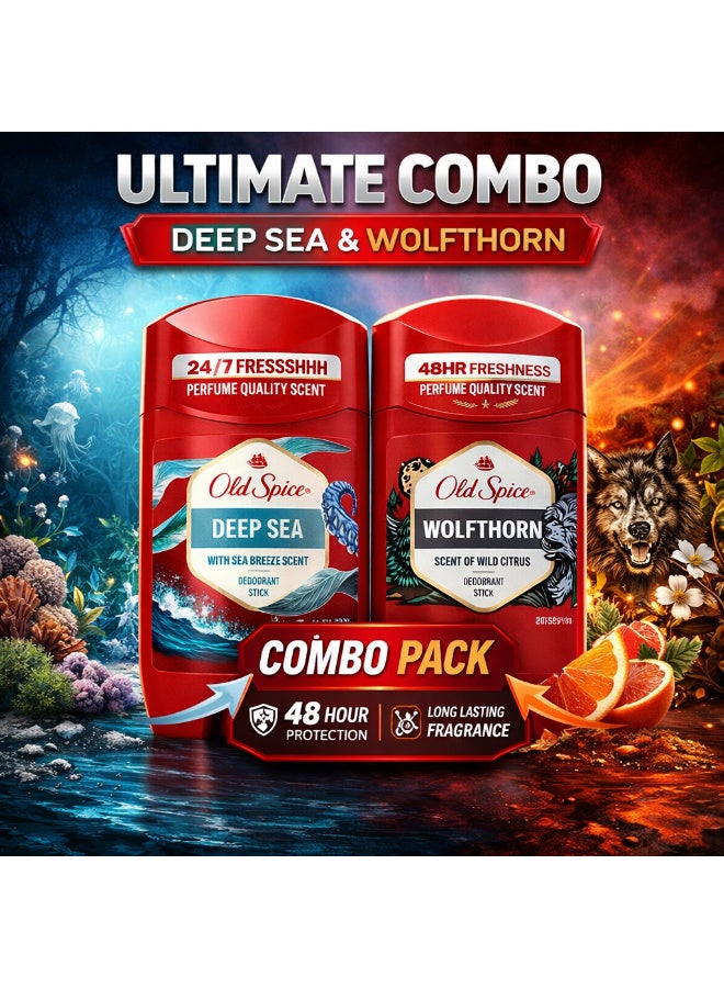 Deep Sea & Wolfthorn Deodorant Stick 48H Freshness 2x50 ml