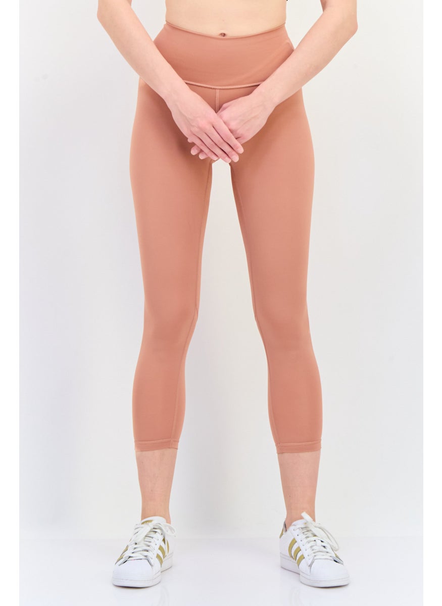 Adidas Women Tight Fit 7/8 Style Brand Logo Leggings, Peach  - Image 1
