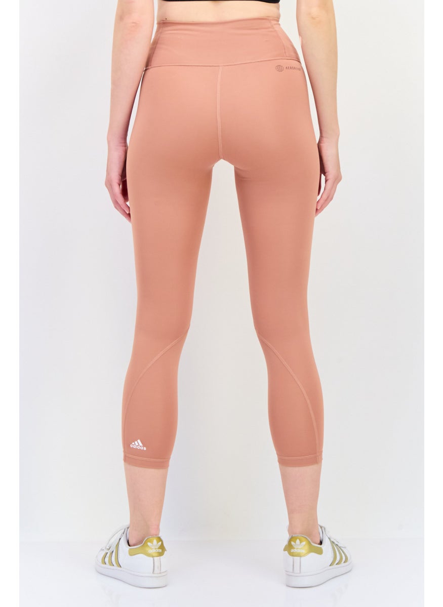 Adidas Women Tight Fit 7/8 Style Brand Logo Leggings, Peach  - Image 3