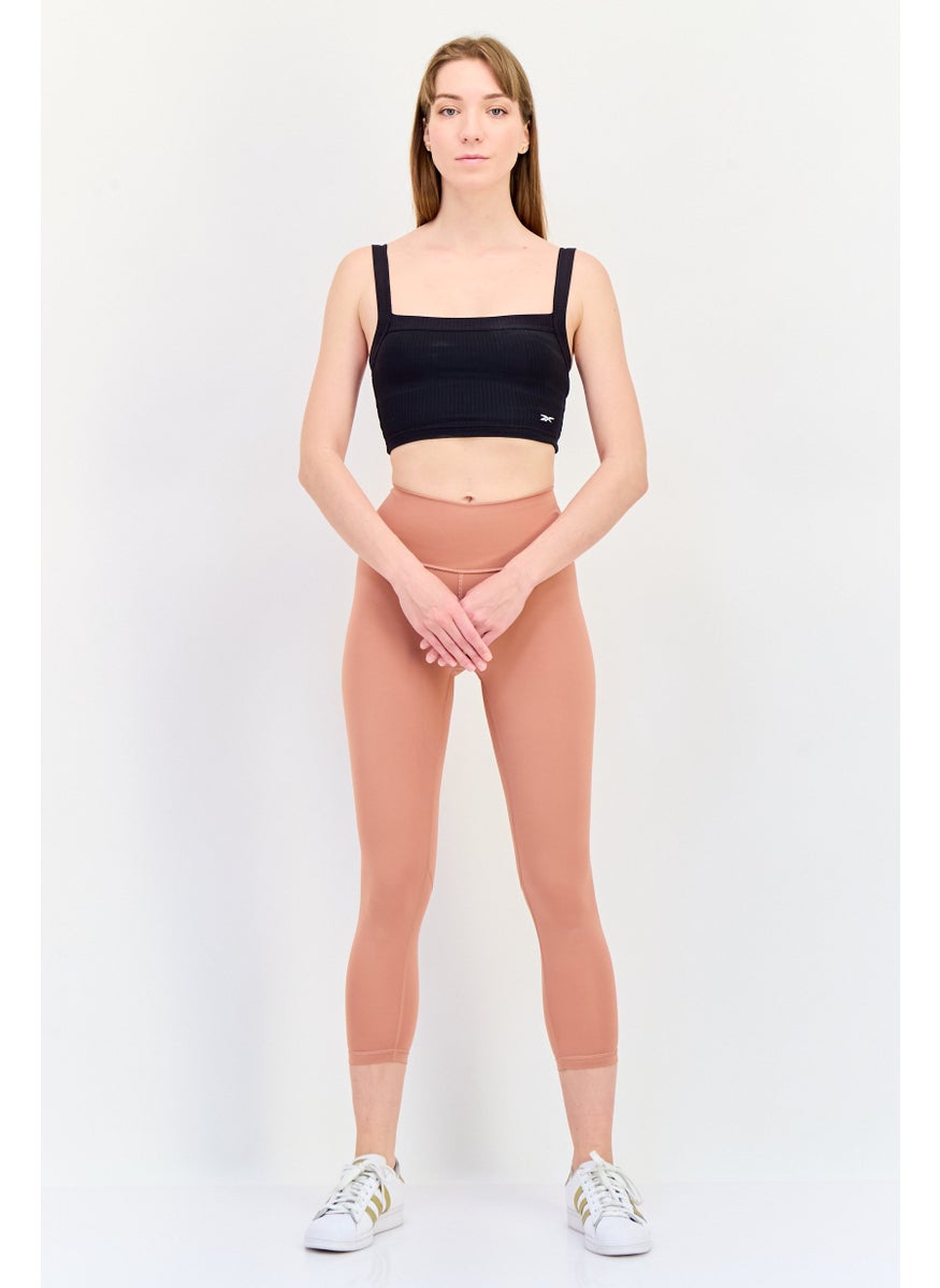 Adidas Women Tight Fit 7/8 Style Brand Logo Leggings, Peach  - Image 4
