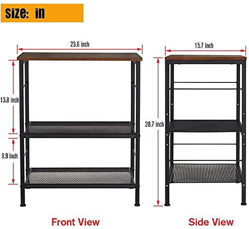 INDIAN DECOR INDIAN DECOR 45949 Microwave Oven Stand Kitchen Bakers Rack 3Tier Mesh Kitchen Storage Cart with Metal Frame Industrial Wood Accent Furniture for Living Room Bedroom Kitchen Black  - Image 3