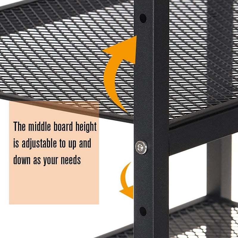 INDIAN DECOR INDIAN DECOR 45949 Microwave Oven Stand Kitchen Bakers Rack 3Tier Mesh Kitchen Storage Cart with Metal Frame Industrial Wood Accent Furniture for Living Room Bedroom Kitchen Black  - Image 4