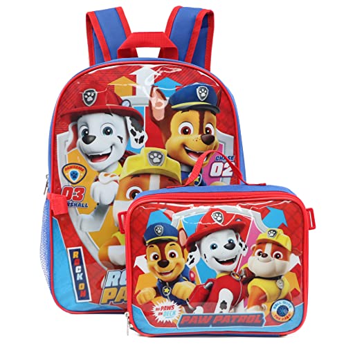 Ruz Paw Patrol Boys 16 Inch Backpack With Removable Matching Lunch Box Set (Blue-Light Blue-Red) - Image 1