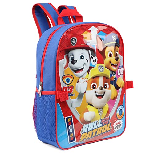 Ruz Paw Patrol Boys 16 Inch Backpack With Removable Matching Lunch Box Set (Blue-Light Blue-Red) - Image 2