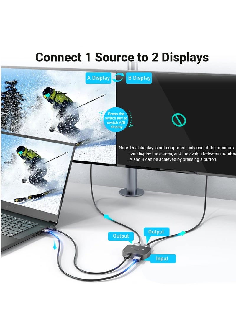 SYOSI 8K HDMI Switch 4K@144Hz 120Hz or 1080P@240Hz Splitter HDR 8K@60Hz 2 in 1 Out Aluminum Alloy Bi Directional Switcher Ultra HD 48Gbps for Roku HDTV Apple TV Fire Stick Sony T PS5 4 Xbox Series X - Image 5