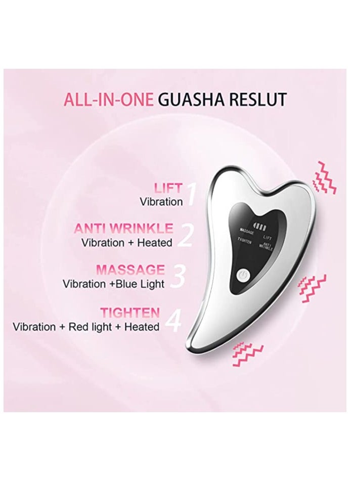 SYOSI Electric Gua Sha Gua Sha Facial Massager Double Chin Reducer Heated & Vibration & Red Light Face Massager for Anti-Aging Wrinkle Removal Eye Puffiness Skin Lift Tension Relief Neck Removal Act  - Image 4
