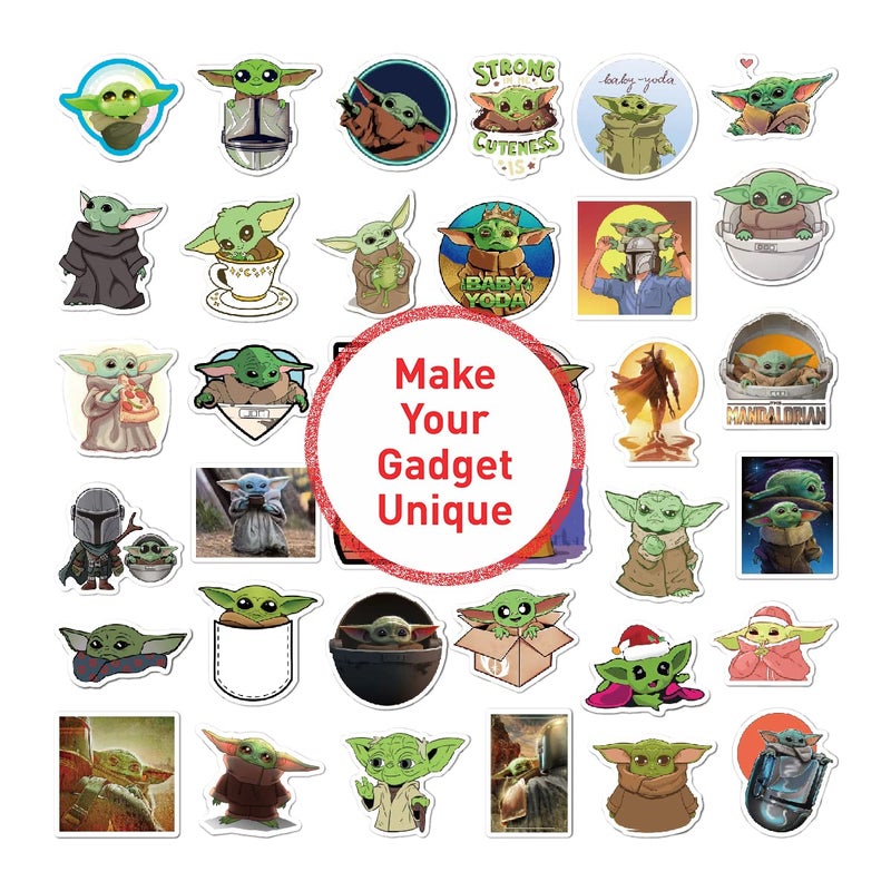 Rousrie 50 Pieces Vinyl Waterproof Wall Stickers for Kids Random Size, (Yoda), Multicolor - Image 4