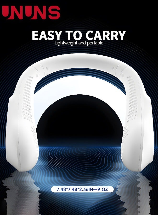 يو إن يو إن أس 5 Speeds Portable Neck Fan,USB Rechargeable Bladeless Personal Fans,Battery Operated Wearable Portable Fan For Travel,Leafless Headphone Design,Personal Cooling Neck Fan - Image 3