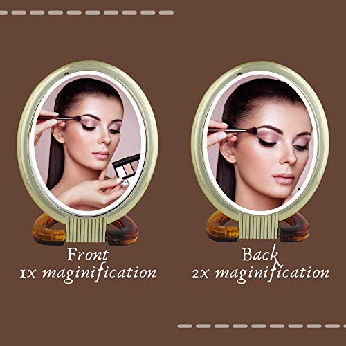 Scarlet Line Professional Series Oval Shape Medium Size Double Sided Magnifying Makeup Mirror with Handle Stand for Men and Women, 21X12.5X1 cm - Image 2