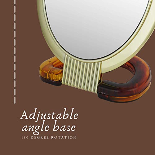 Scarlet Line Professional Series Oval Shape Medium Size Double Sided Magnifying Makeup Mirror with Handle Stand for Men and Women, 21X12.5X1 cm - Image 3