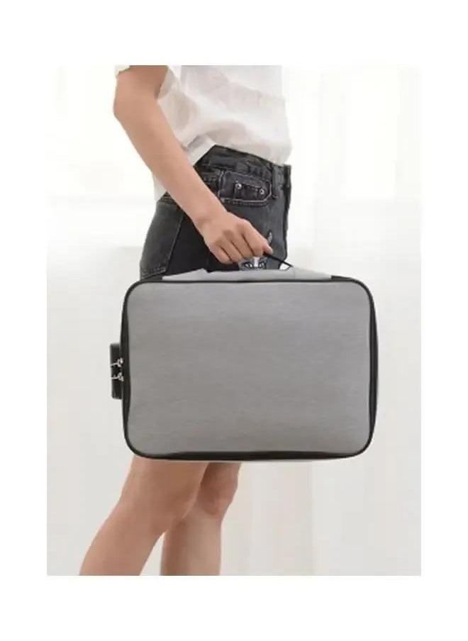 yongsheng Three Layered Document Bag With Lock grey，Oxford Document Organizer with Code Lock, Multi-Layer Storage Pouch Credential Bag  - Image 2