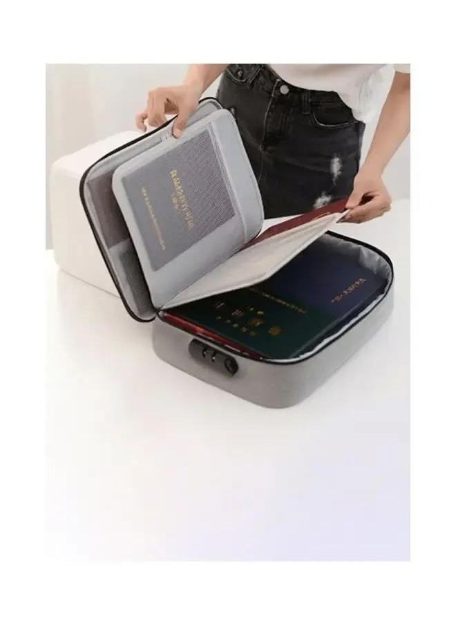 yongsheng Three Layered Document Bag With Lock grey，Oxford Document Organizer with Code Lock, Multi-Layer Storage Pouch Credential Bag  - Image 3