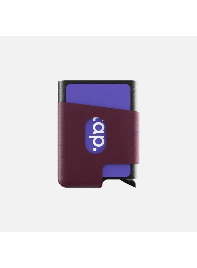 Hitch CUT-OUT Cardholder - RFID Block Featured - Handmade Natural Genuine Leather - Black/Burgundy - Image 2