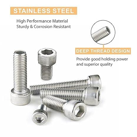 SYLIX SYLIX M3 X 6mm length Allen Cap socket head screw Stainless Steel Allen socket head cap screw with Nut and Washer 10 pcs set  - Image 4