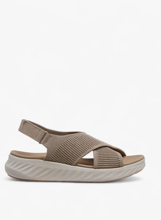 Flora Bella By Shoexpress Cross Strap Flatform Sandals with Hook and Loop Closure