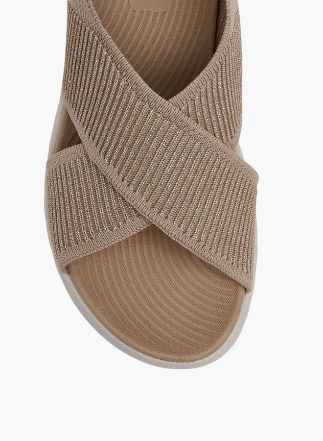 Flora Bella By Shoexpress Cross Strap Flatform Sandals with Hook and Loop Closure