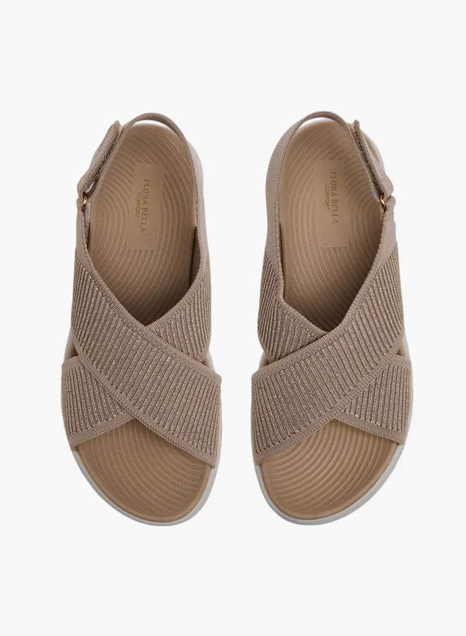 Flora Bella By Shoexpress Cross Strap Flatform Sandals with Hook and Loop Closure