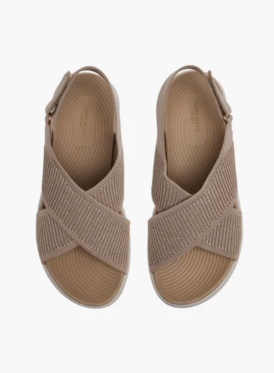 Flora Bella By Shoexpress Cross Strap Flatform Sandals with Hook and Loop Closure