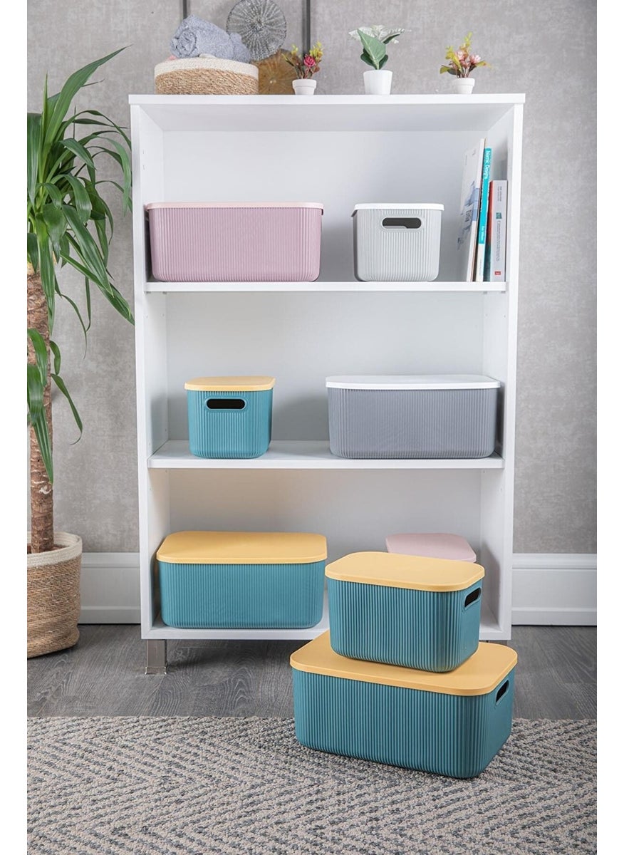 Bayev 3 Pieces Storage 13 Lt Green, Multi-Purpose Organizer Box with Lid  - Image 2