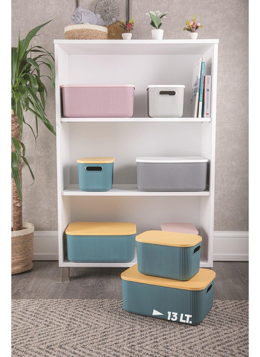 Bayev 3 Pieces Storage 13 Lt Green, Multi-Purpose Organizer Box with Lid  - Image 3