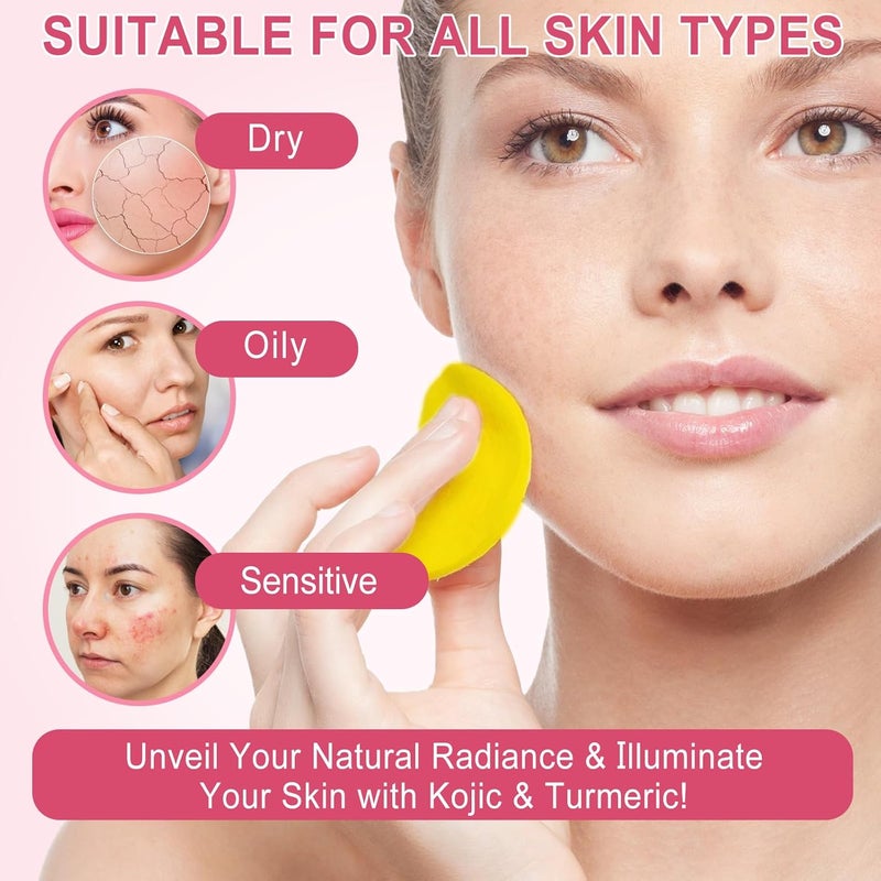 ALIVER Turmeric Kojic Acid Cleansing Pads 80Pcs, Turmeric Face Scrub Pads with Vitamin C, B5, kojic acid and turmeric for Face Cleansing and Exfoliation - Image 4