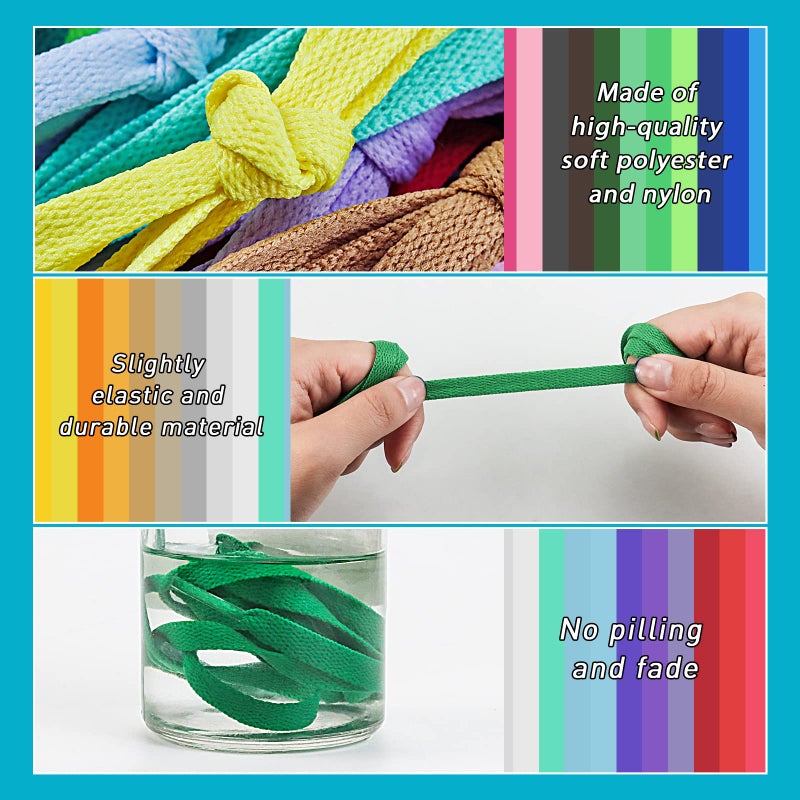 ISUSSER 30 Pairs Flat Colored Shoe Laces, 31" 40" 47" 54" Athletic Shoelaces 30 Colors Shoe Strings for Sneakers Boots Skate Shoes Sport Shoes - Image 3