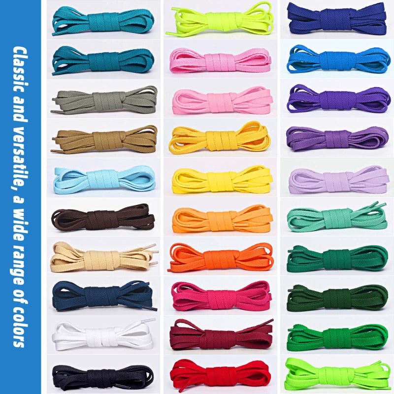ISUSSER 30 Pairs Flat Colored Shoe Laces, 31" 40" 47" 54" Athletic Shoelaces 30 Colors Shoe Strings for Sneakers Boots Skate Shoes Sport Shoes - Image 5