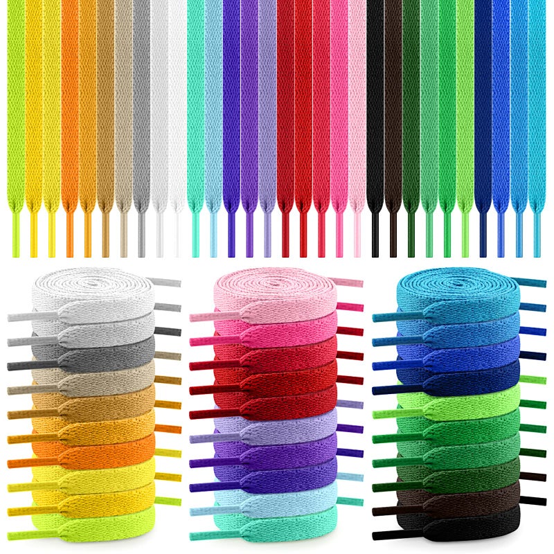 ISUSSER 30 Pairs Flat Colored Shoe Laces, 31" 40" 47" 54" Athletic Shoelaces 30 Colors Shoe Strings for Sneakers Boots Skate Shoes Sport Shoes - Image 1