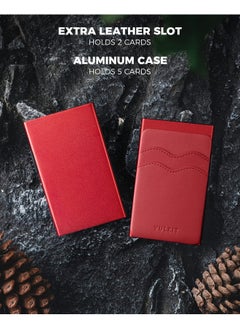 VULKIT Credit Card Holder Minimalist Slim Pop Up Wallet With Leather Slots Rfid Blocking For Men And Women Holds 7 Cards And Notes Red  - Image 3
