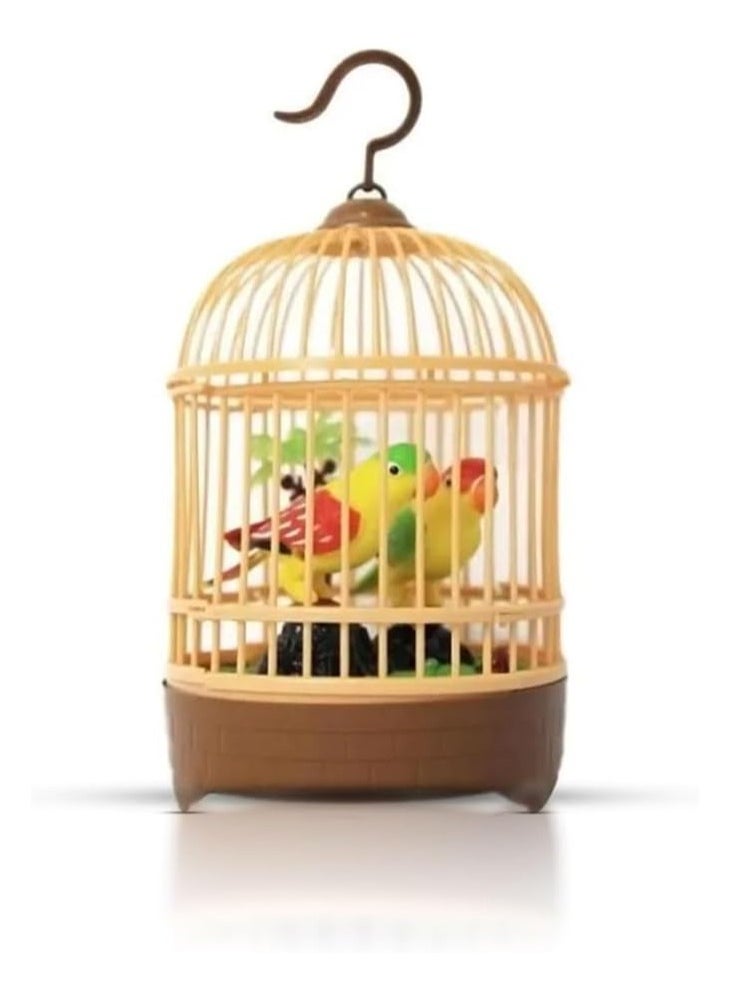 TOY GARDEN Singing Moving Chirping Beautiful Bird Parrot Toy In Cage Hanging Cage With Music Singing Moving Chirping For Kids, Adult For Home Decoration, Living Room, Garden etc, Multicolor  - Image 1