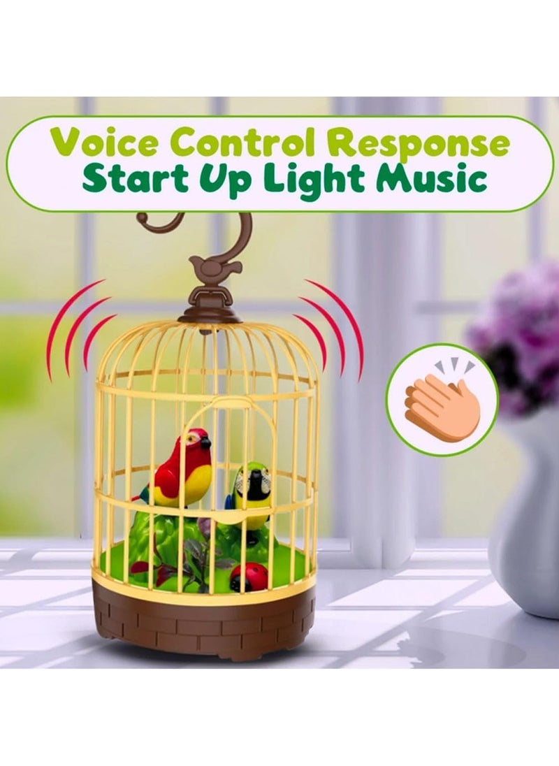 TOY GARDEN Singing Moving Chirping Beautiful Bird Parrot Toy In Cage Hanging Cage With Music Singing Moving Chirping For Kids, Adult For Home Decoration, Living Room, Garden etc, Multicolor  - Image 4