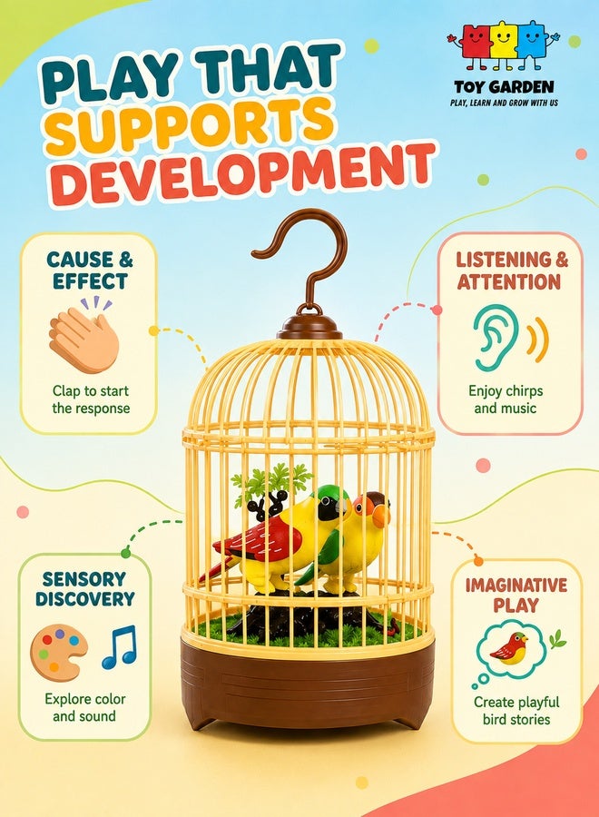Singing Moving Chirping Beautiful Bird Parrot Toy In Cage Hanging Cage With Music Singing Moving Chirping For Kids, Adult For Home Decoration, Living Room, Garden etc, Multicolor - Image 3