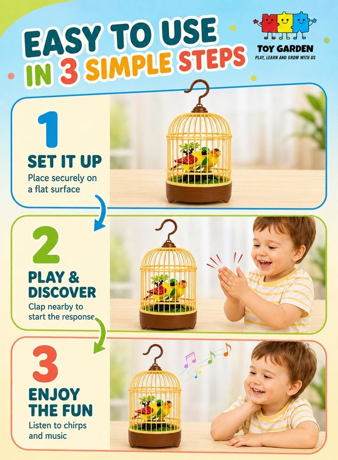 Singing Moving Chirping Beautiful Bird Parrot Toy In Cage Hanging Cage With Music Singing Moving Chirping For Kids, Adult For Home Decoration, Living Room, Garden etc, Multicolor - Image 5