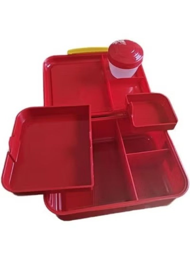 Lunch box consisting of 5 section for boys and girls without polypropylene - safe (YELLOW) - Image 2