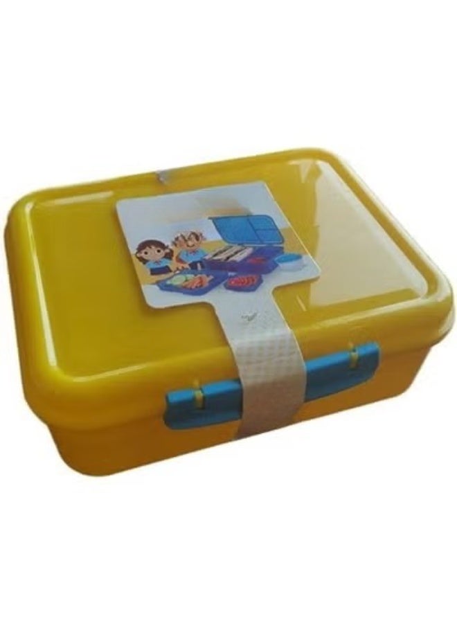 Lunch box consisting of 5 section for boys and girls without polypropylene - safe (YELLOW) - Image 1