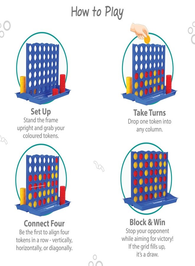 FIRSTCRY INTELLISKILLS لعبة Intelliskills Premium Joint 4 Disc Dropping Game للأطفال، لعبة استراتيجية، لعبة لوحية للأطفال والكبار والعائلات، تعليمية، لاعبين، مرح عائلي، لعبة أنشطة للأطفال من عمر 6 سنوات فما فوق، هدية عيد ميلاد - Image 3