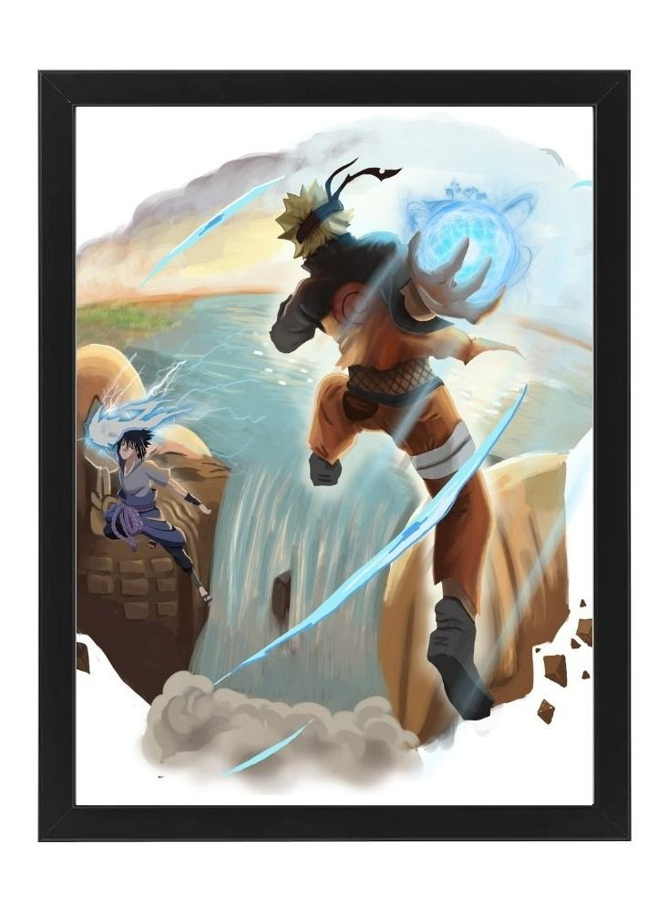 RKN Digital Wall Art Poster Frame Naruto Uzumaki vs Sasuke Uchiha 21X30 Cm - Image 2
