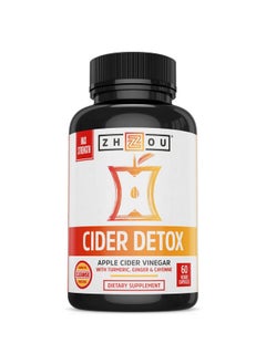 Zhou Zhou Nutrition Cider Detox Apple Cider Vinegar Capsules with Ginger, Turmeric & Cayenne, Max Strength Thermogenic Formula for Improved Digestion, Detox, Heart Health  - Image 1