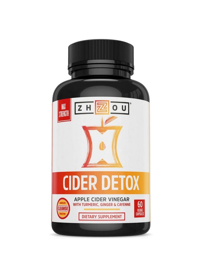 جو كبسولات خل التفاح من Zhou Nutrition Cider Detox مع الزنجبيل والكركم والفلفل الحار، تركيبة حرارية قوية للغاية لتحسين الهضم وإزالة السموم وصحة القلب  - Image 1