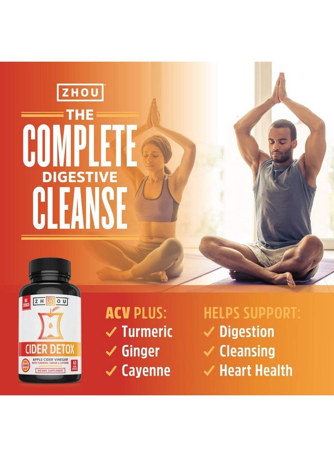 جو كبسولات خل التفاح من Zhou Nutrition Cider Detox مع الزنجبيل والكركم والفلفل الحار، تركيبة حرارية قوية للغاية لتحسين الهضم وإزالة السموم وصحة القلب  - Image 3