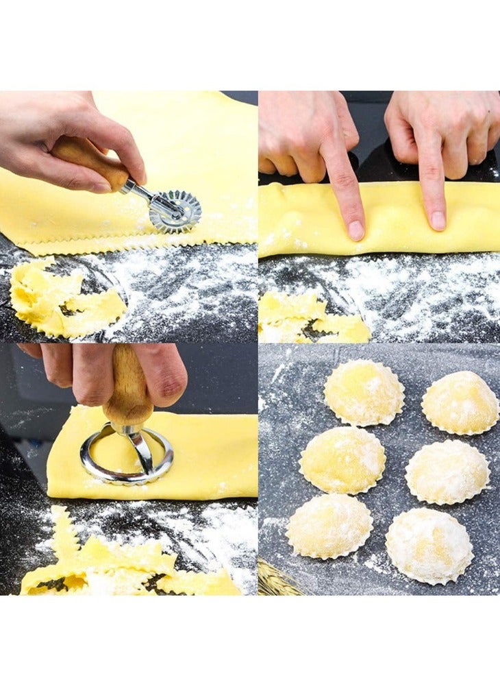 general Wooden Handle Dumpling Tool Set 13 Pieces Stainless Steel Dumpling Tool Meat Pick Edge Printing Mold Set - Image 3