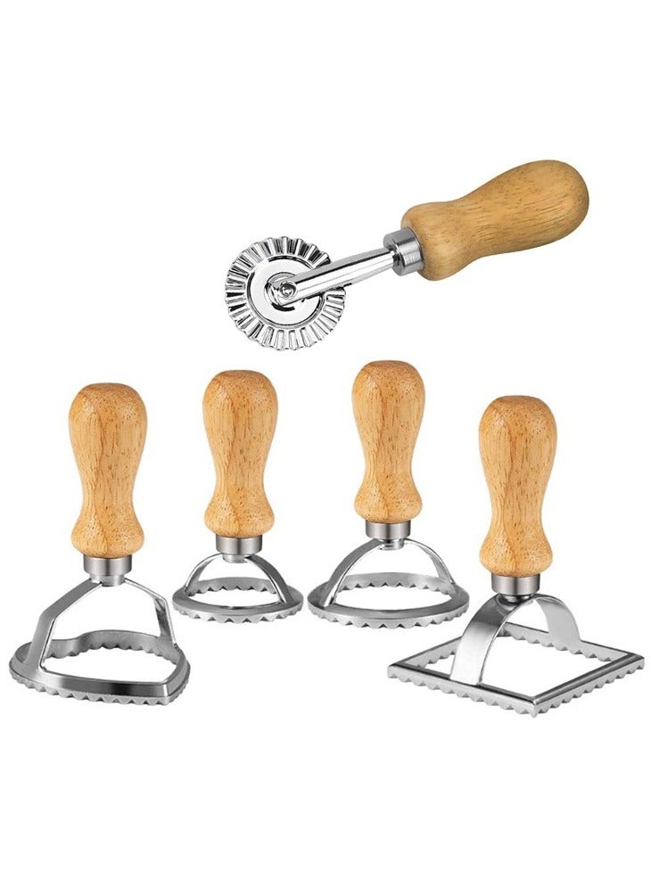 general Wooden Handle Dumpling Tool Set 13 Pieces Stainless Steel Dumpling Tool Meat Pick Edge Printing Mold Set - Image 4