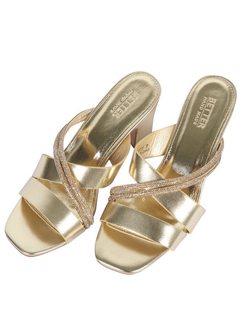 Ladies Heel Sandal Gold