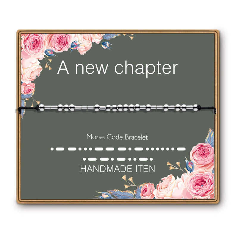 ASELFAD New Chapter Morse Code Bracelet Graduation Gifts for Her 2024 Seniors College High School Graduate Gifts for Best Friend Daughter - Image 1